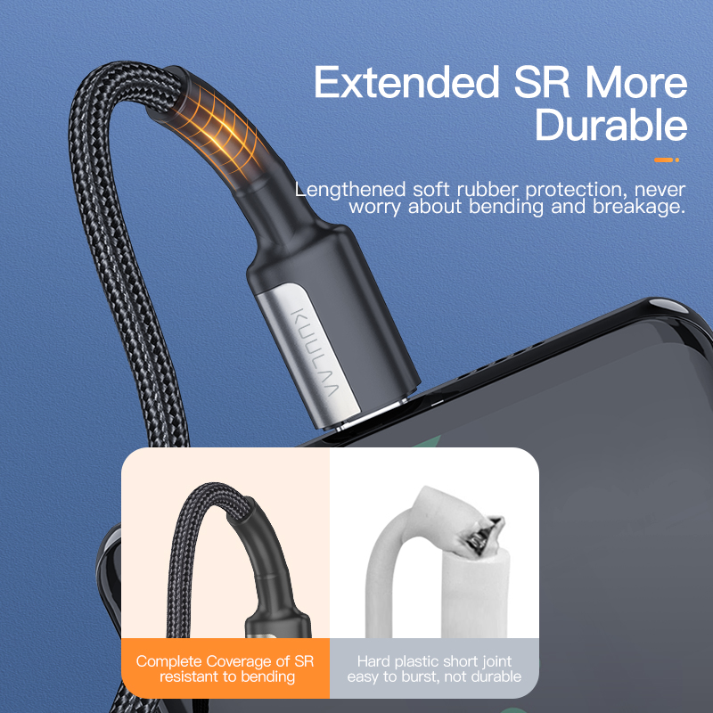 KUULAA Dây Cáp Sạc Truyền Dữ Liệu Loại c 5A PD100W Cho Huawei Xiaomi