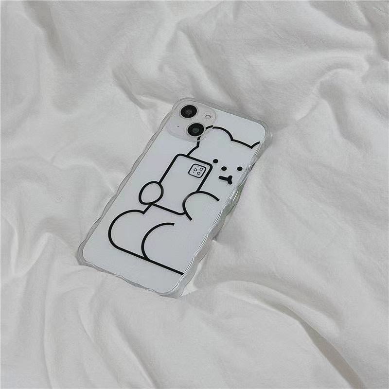 Ốp Điện Thoại Silicon TPU Mềm Trong Suốt Hình Gấu Cho Iphone 12 13 SE 6 6S 7 8 Plus X XS XR 11 Pro Max