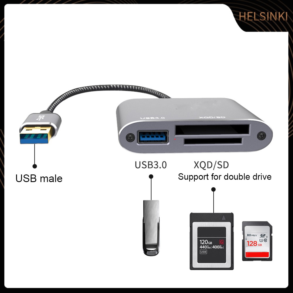 Đầu Đọc Thẻ Nhớ Đa Năng 3 Trong 1 Usb 3.0 Xqd Micro-sd