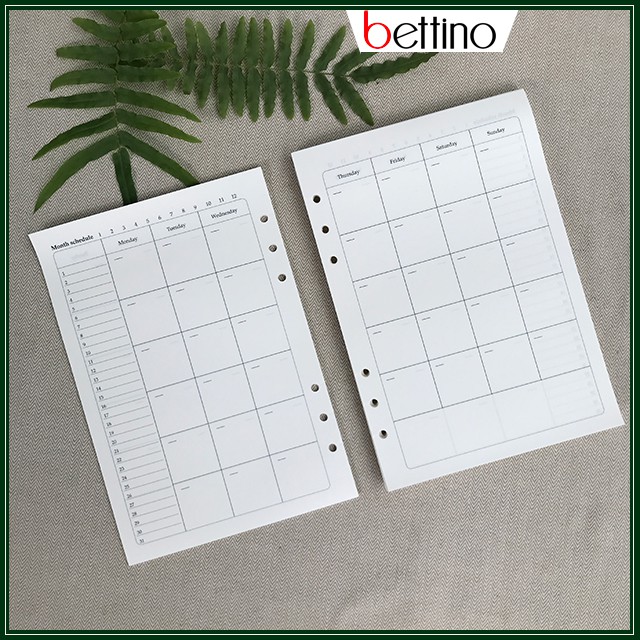Ruột Sổ Còng A5 Loại In Kế Hoạch Và Kẻ Hàng Giấy Màu Ngà Vàng 80gsm 145x210mm