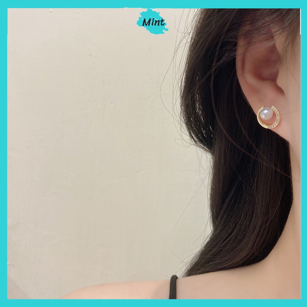 Khuyên Tai Tròn Chuôi Bạc S925 ❤️KHÔNG GÂY DỊ ỨNG❤️ Bông Tai Ngọc Trai Nhân Tạo Phong Cách Hàn Quốc