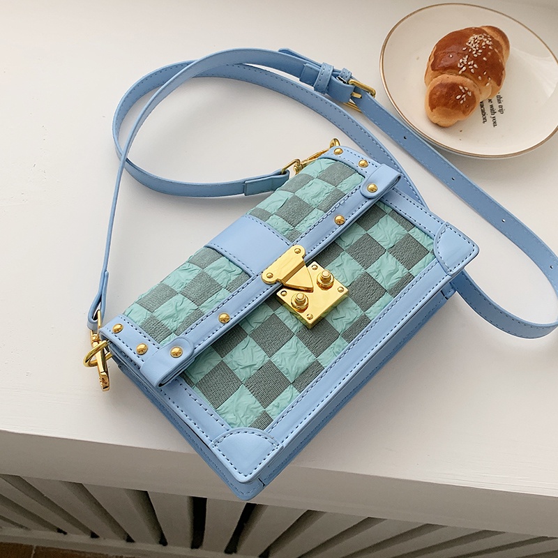 IELGY Túi Đeo Chéo Hình Vuông Cỡ Nhỏ Họa Tiết Kẻ Sọc Thời Trang Cho Nữ