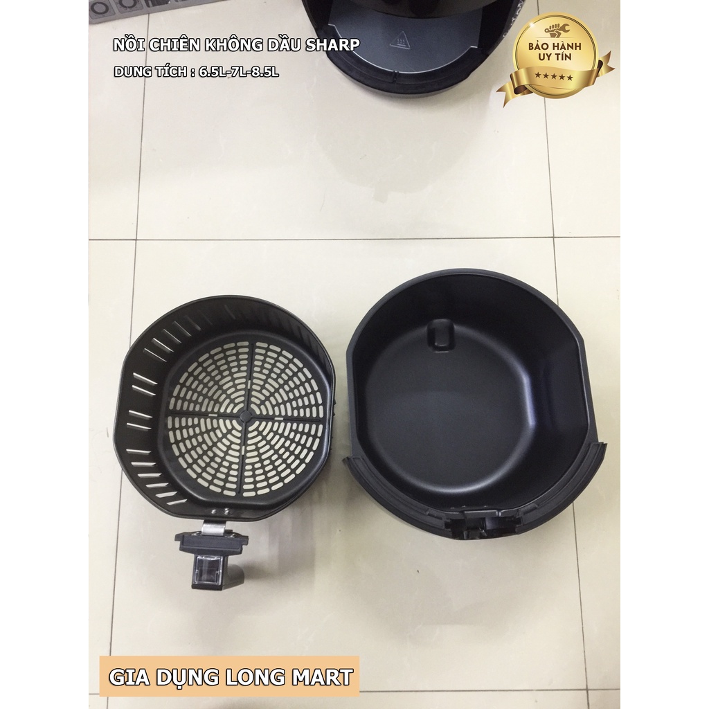 Nồi Chiên Không Dầu SHARP Dung Tích Lớn (6,5L-7L) Thái Lan - Kiểu Dáng Hiện Đại, Công nghệ Chiên 360 độ, Bảo Hành 01 Năm