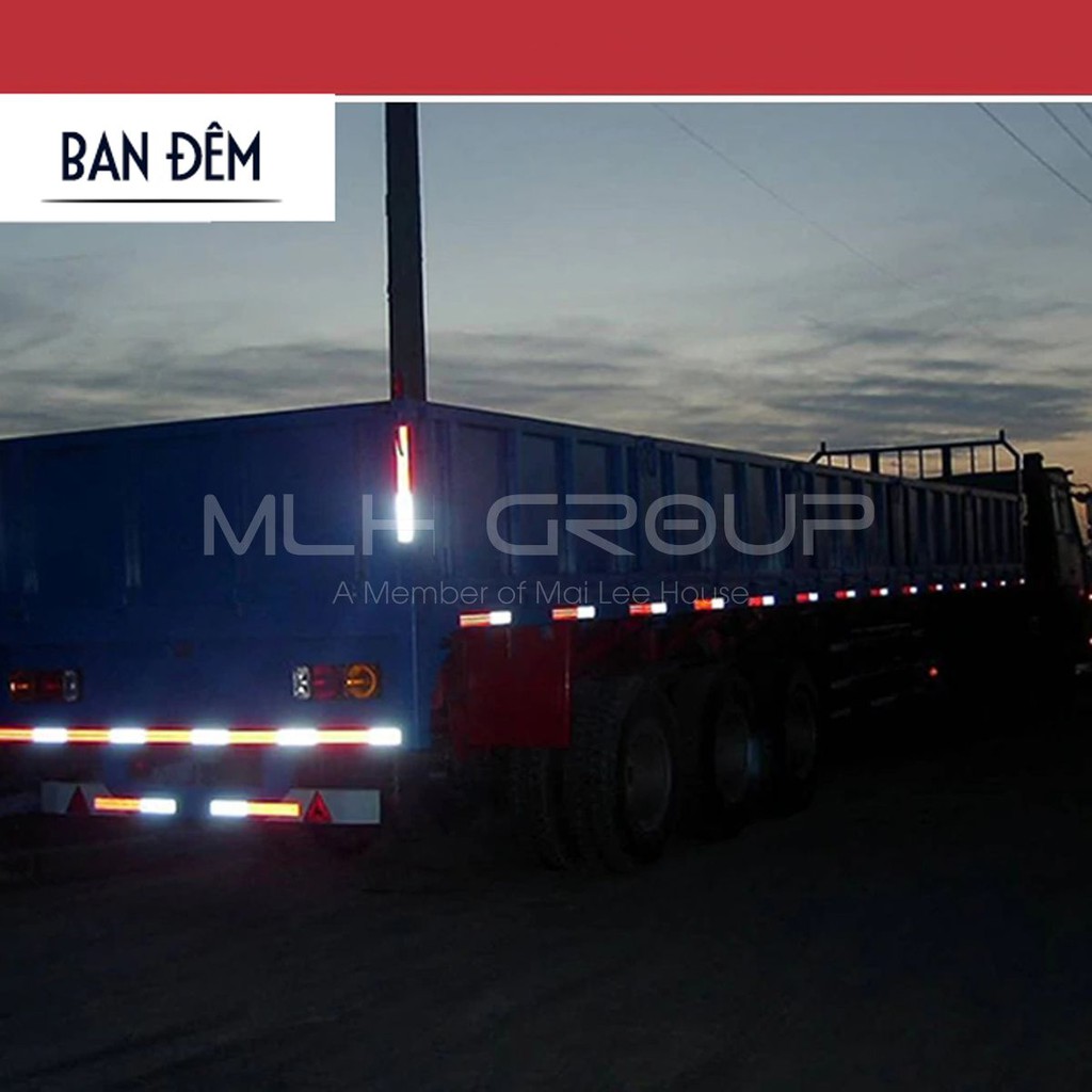 Cuộn Phản Quang 2 Màu Đỏ Trắng Dán Cho Xe Tải, Xe Container, Xe Hơi, Xe Ô tô Dài 45 Mét/ Cuộn An Toàn Ban Đêm MLH