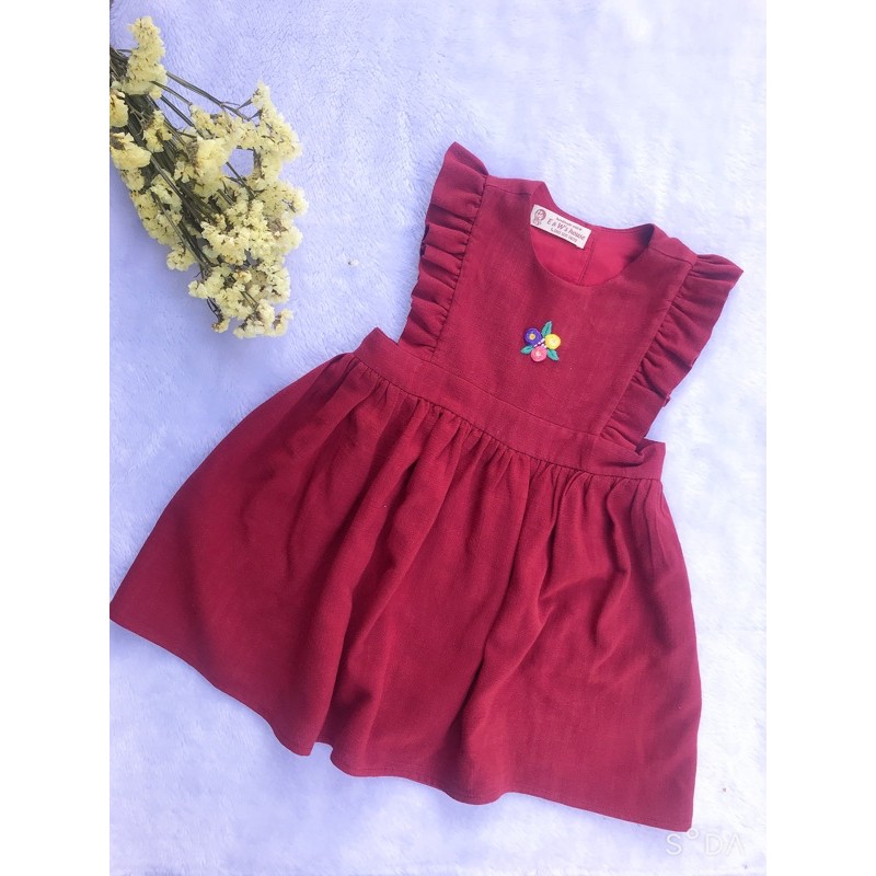 Đầm linen hồng 7t thêu tay