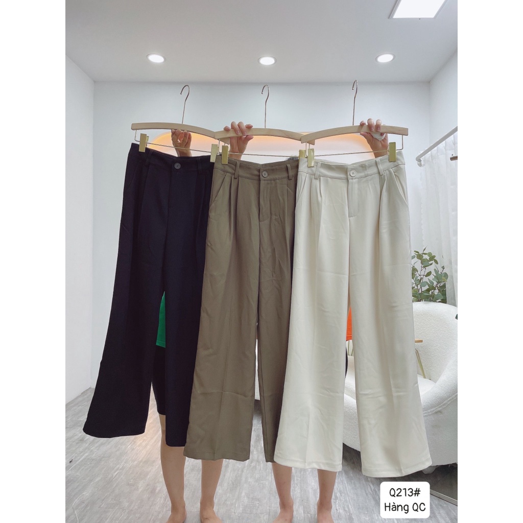 Quần culottes ống rộng nữ suông dài chất ruby cao cấp cài cúc Quansuong213