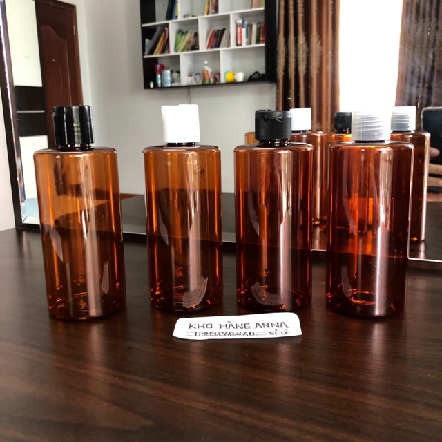 50 chai 200ml/ 250ml/ 300ml nhấn nhỏ giọt xịt xà bông,dầu gội - combo 50 chai nhựa pet chiết mỹ phẩm trong suốt / nâu