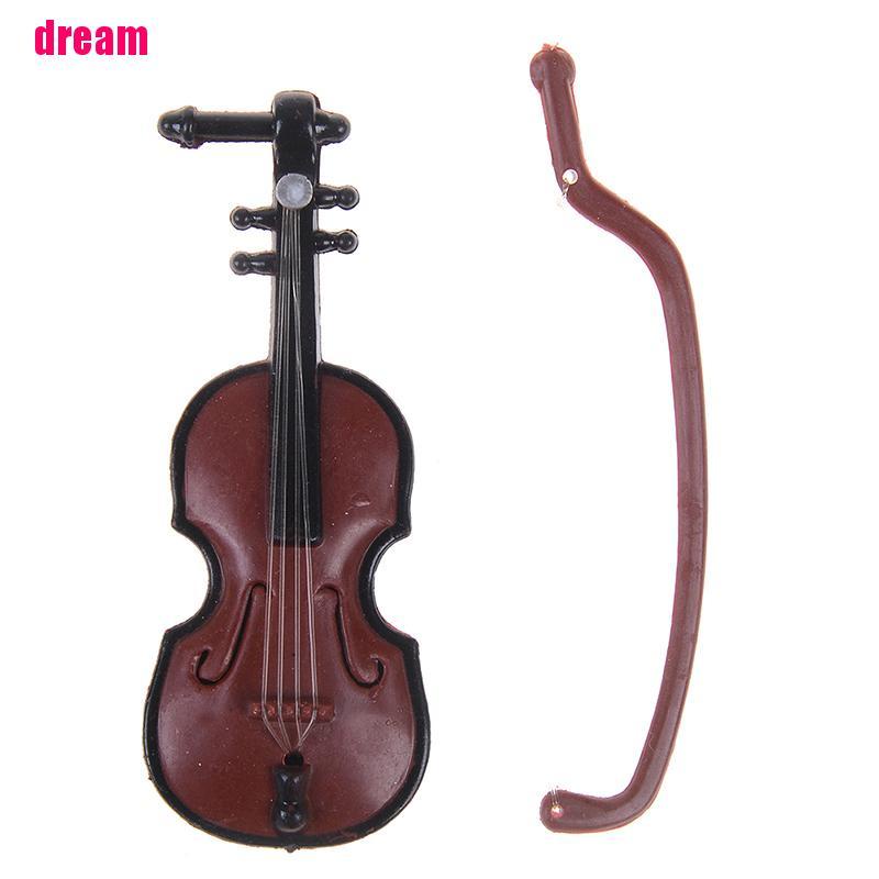 Bộ 2 Mô Hình Đàn Violin Mini Bằng Nhựa Dùng Trang Trí Nhà Búp Bê DIY