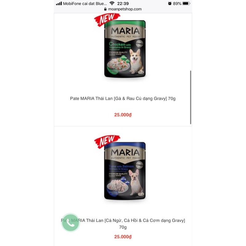 Pate dinh dưỡng dành cho cún mèo Maria thái Lan