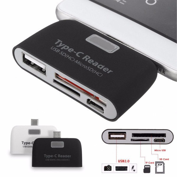 Hub USB Type C OTG thành đầu đọc thẻ SD, Micro SD / USB 2.0 / Micro USB