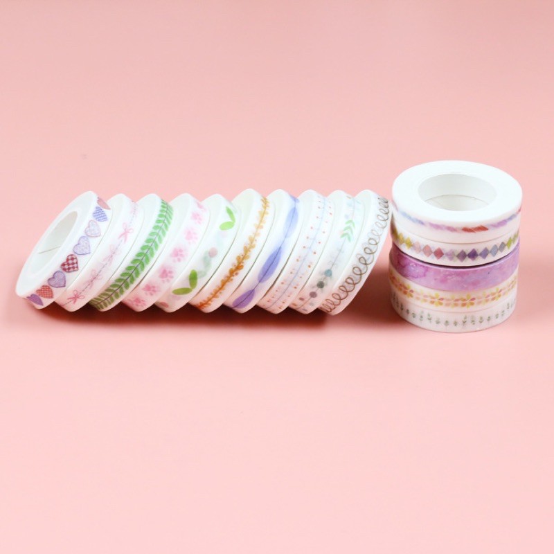 Băng Dính Washi Tape Trang Trí Kích Thước 7mm X 10m