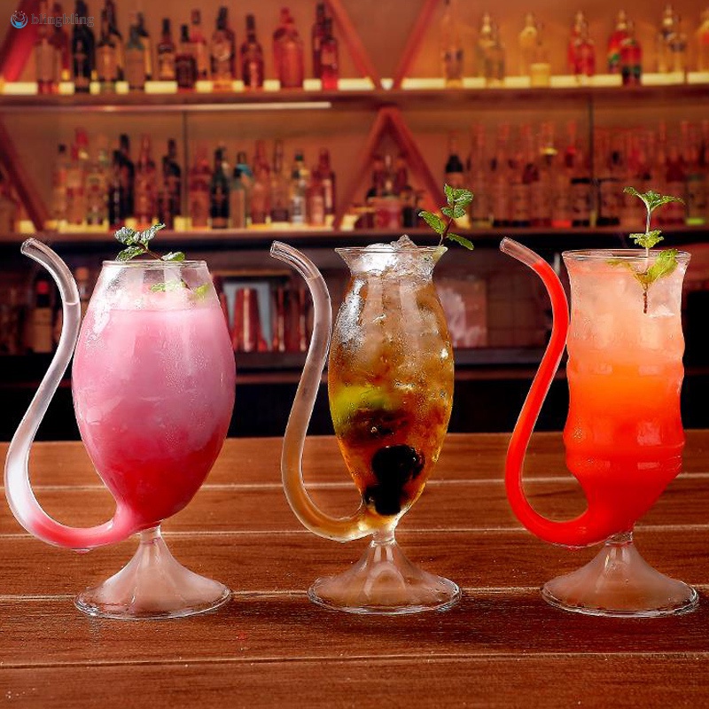 Clear Vampires Heat-resistant Wine Juice Glass Cup with Drinking Tube Straw Home Bar