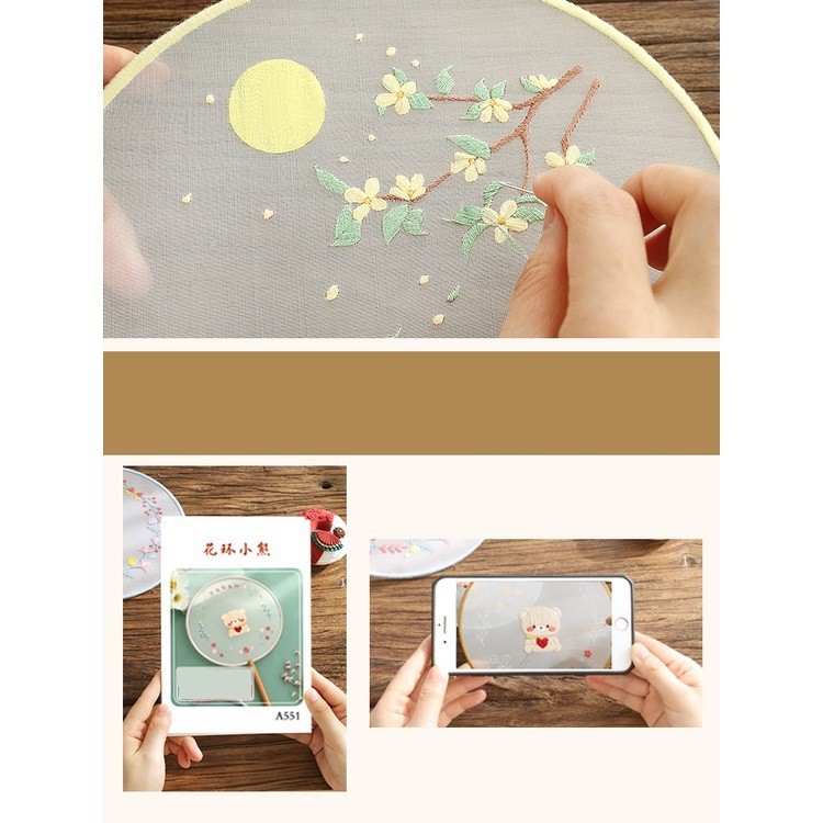 Thêu Handmade/Quạt thêu kiểu cổ trang phiên bản mới DIY