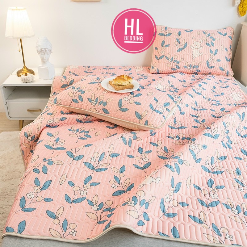 Chiếu điều hòa cao su non 5D Hoa hồng  HL Bedding vải lụa Tencel mát cao su non Latex mềm mịn đủ kích thước m6/m8/2m2