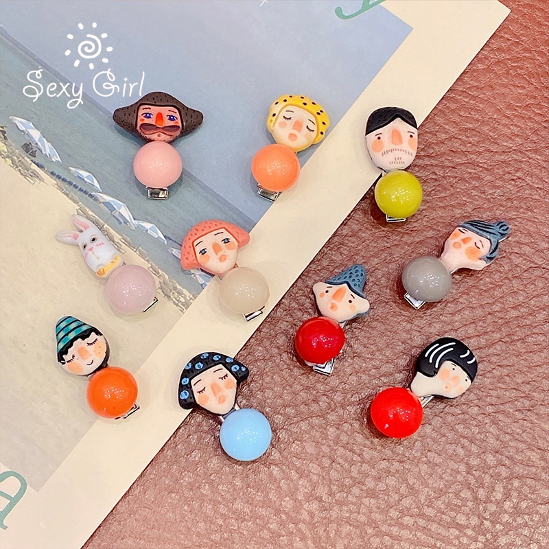 Kẹp tóc hình búp bê hoạt hình phong cách Hàn Quốc ngộ nghĩnh cho nữ