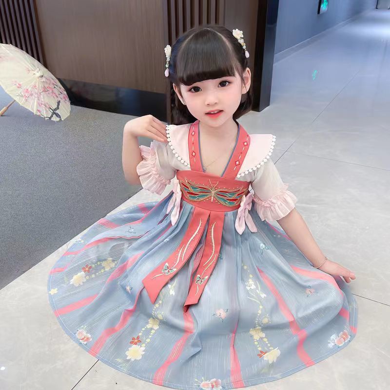 Đầm Hán Phục Tay Dài Phong Cách Trung Hoa Cổ Điển Mẫu Mới 2022 Thời Trang Xuân Thu Cho Bé Gái 10 Tuổi