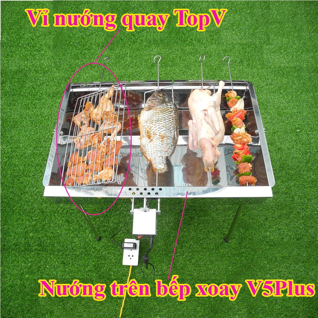 Vỉ nướng quay VX5+ inox, phù hợp bếp nướng TopV V5Plus, vỉ nướng thịt, vỉ kẹp nướng chả cao cấp không gỉ, vỉ nướng điện