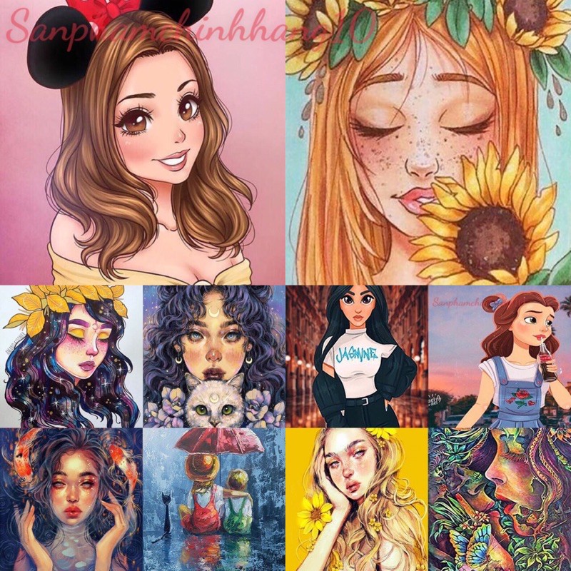 (Có sẵn) Tranh đính đá tự làm, tranh gắn đá 5D tự hoàn thành với họa tiết hình cô gái DIY BTS | BigBuy360 - bigbuy360.vn