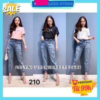 Quần jean baggy nữ đắp cá tính. Form quần lưng cao đẹp. Phối áo thun dạo phố nào
