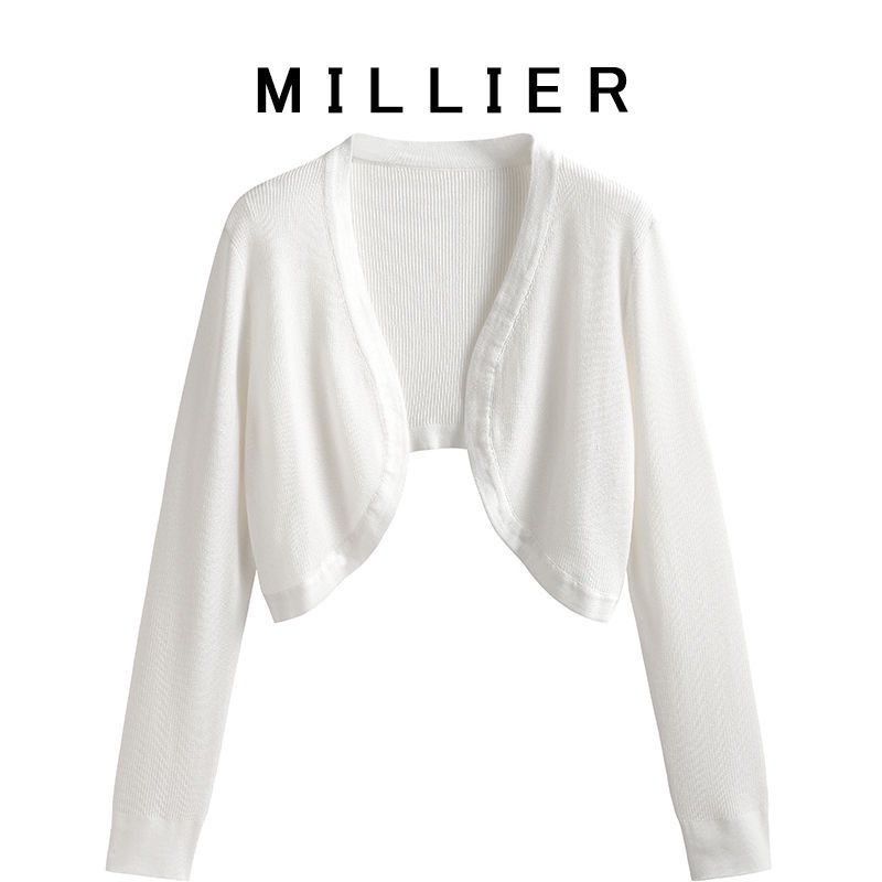 Áo Khoác Cardigan Dệt Kim Vải Lụa Mát Mỏng Dáng Ngắn Thời Trang Mùa Hè Dành Cho Nữ