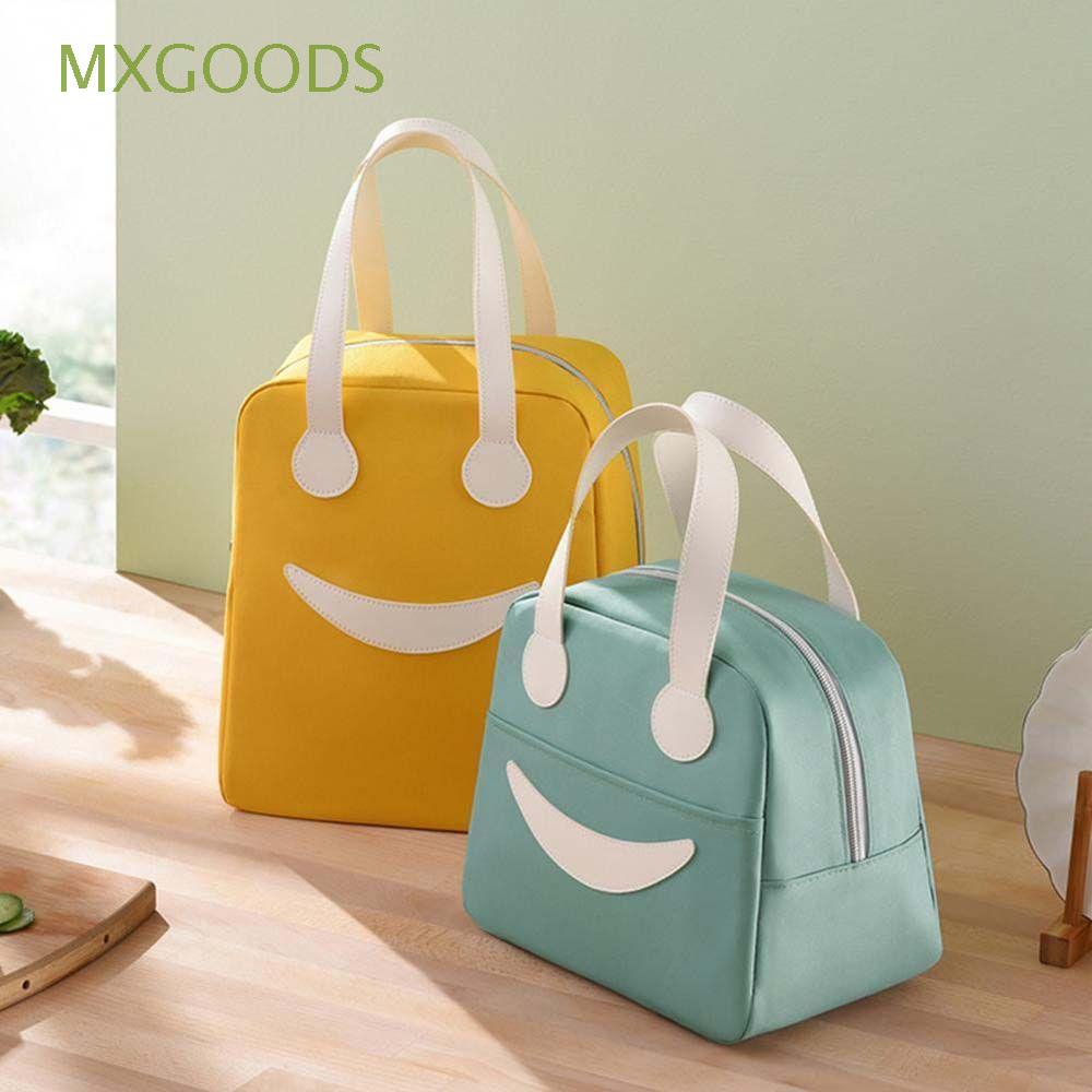 Túi đựng cơm trưa vải oxford chống nước giữ nhiệt in mặt cười nhiều màu tùy chọn