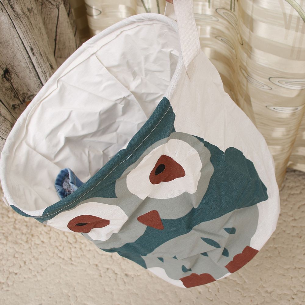 Giỏ đựng quần áo bẩn bằng vải canvas hình cú dễ thương
