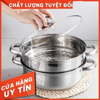 Nồi hấp inox 2 tầng inox hấp bánh bao hấp xôi kích thước 28cm