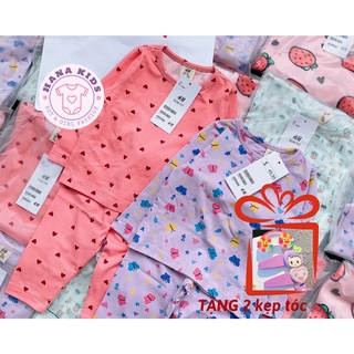 Bộ đồ quần áo dài tay cotton bé gái xuất xịn - bộ thun dài tay HM cho bé