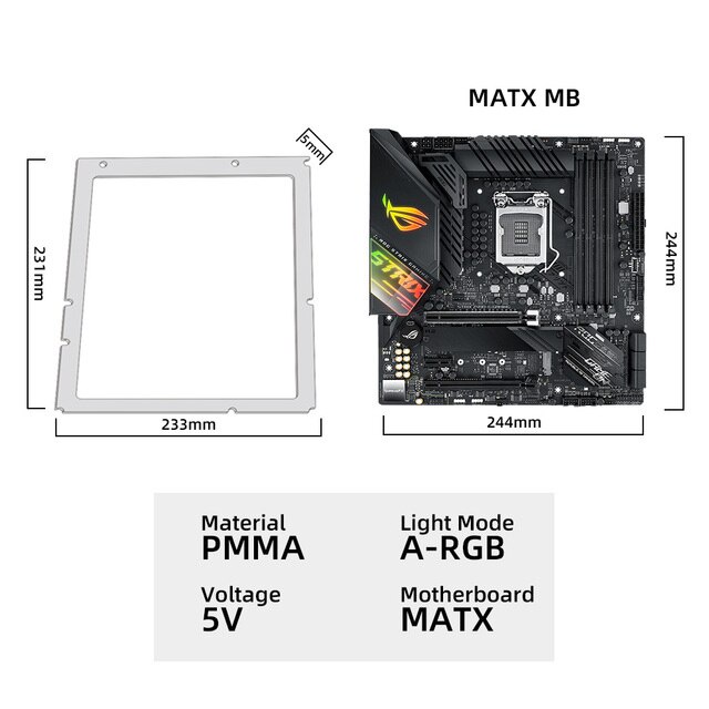 Khung led ARGB trang trí mainboard itx, matx, atx 5V 3pin