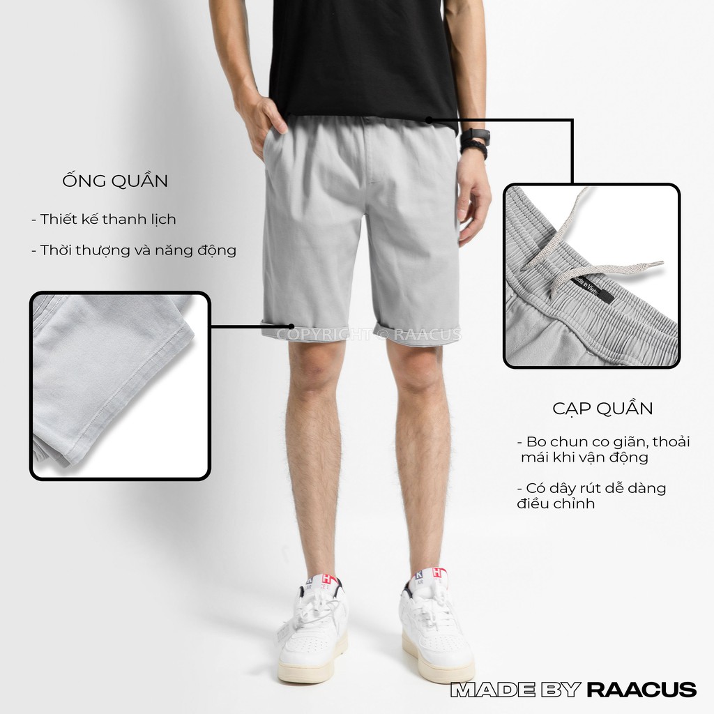 Quần short nam kaki RAACUSSTORE, quần đùi nam unisex ống rộng mềm mịn phong cách trẻ trung- Q061