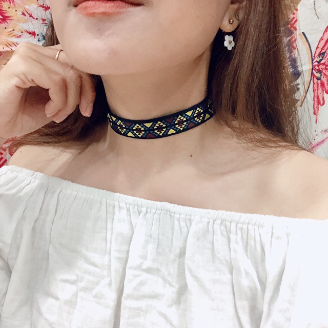 Vòng cổ bohemian vintage xinh xắn - Choker thổ cẩm