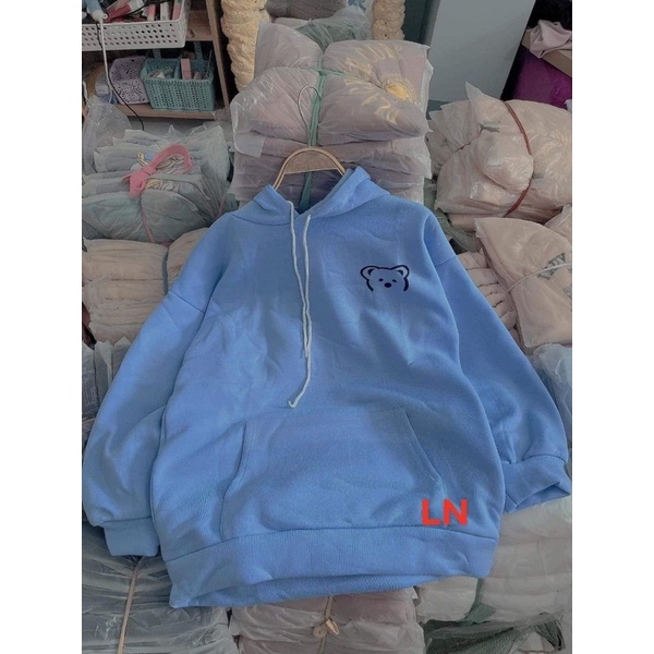 Áo hoodie lô gô gấu đen LN11