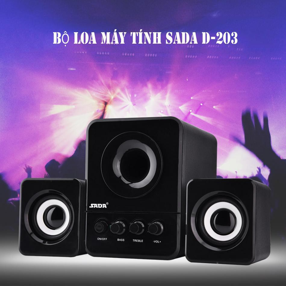 Bộ 3 Loa Nghe Nhạc Máy Vi Tính 2.1 SADA D-203 Âm Thanh Super Bass Dùng Cho Cả PC, Laptop Nghe Nhạc Siêu Hay