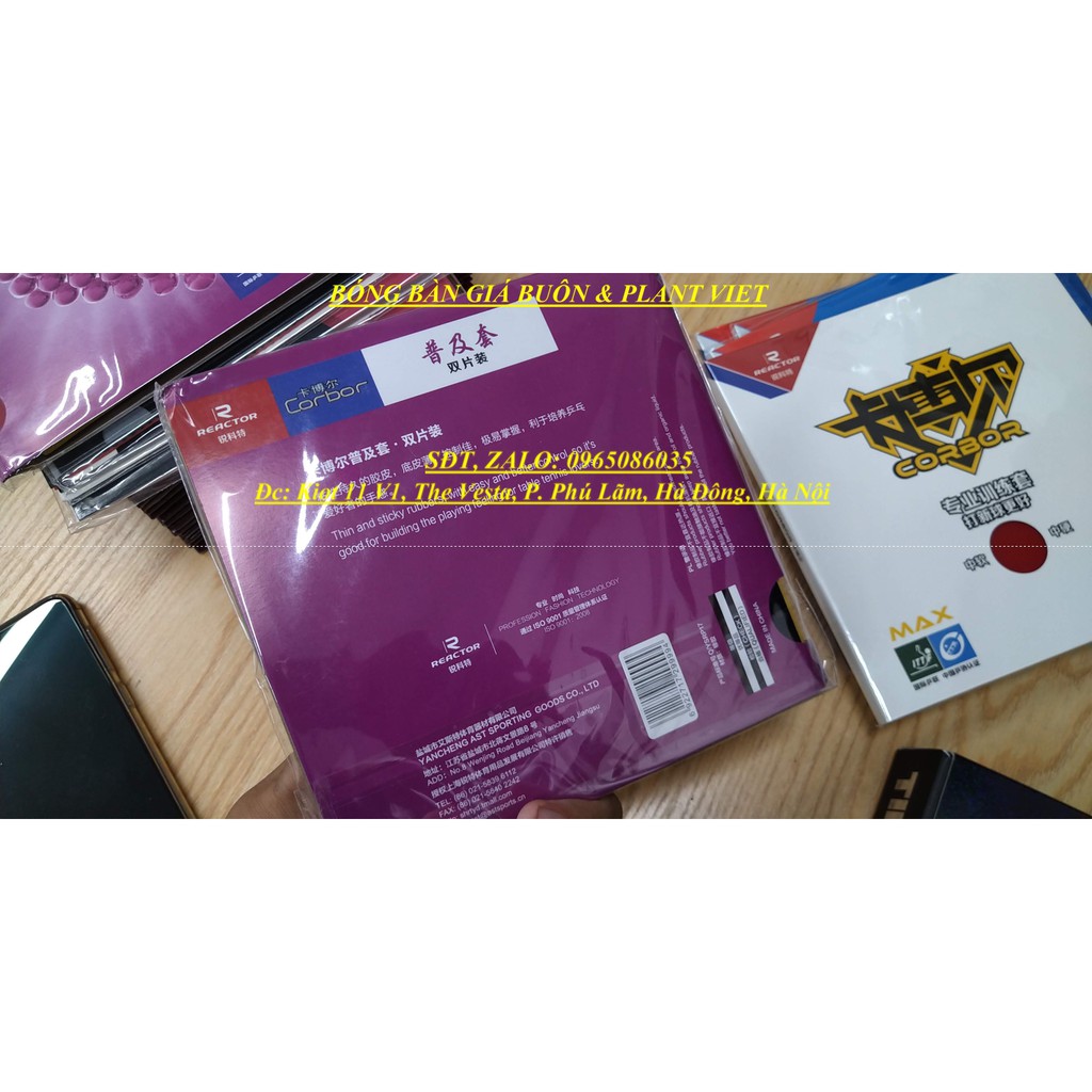 COMBO 2 MẶT VỢT BÓNG BÀN REATOR CORBOR TÍM (1 CẶP 1 ĐEN 1 ĐỎ) [tặng kèm keo sữa khi mua 1 cặp]