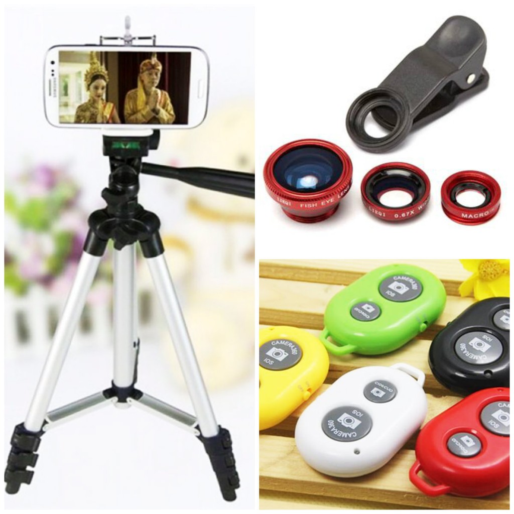 Combo Tripod 3110 + Lens 3 trong 1 + Nút Remote Bluetooth