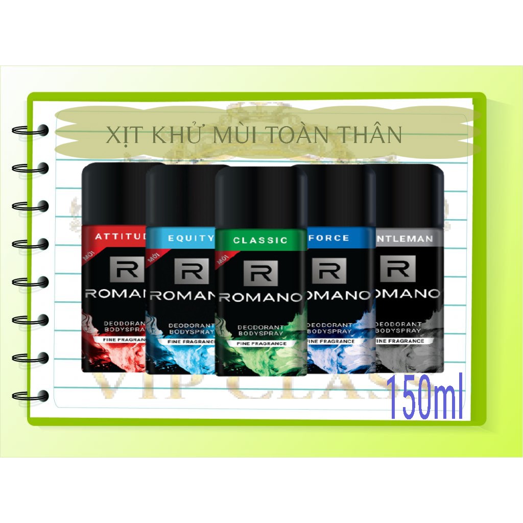 ROMANO_ XỊT KHỬ MÙI ĐỦ MÙI LỰA CHỌN LOẠI 150ML.