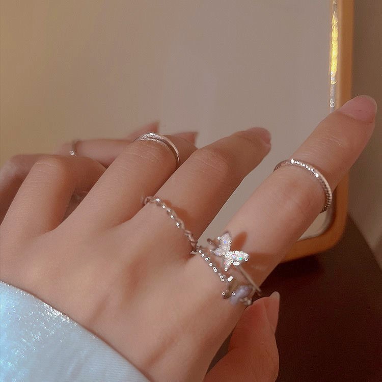 Nhẫn Hở Hình Bướm Có Thể Điều Chỉnh Phong Cách Hàn Quốc Dành Cho Nữ