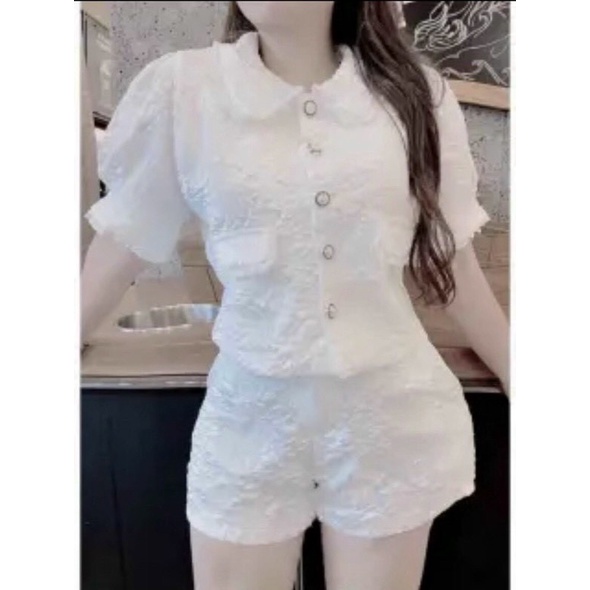 Bộ đồ gấm siêu cute ba màu trắng hồng và be
