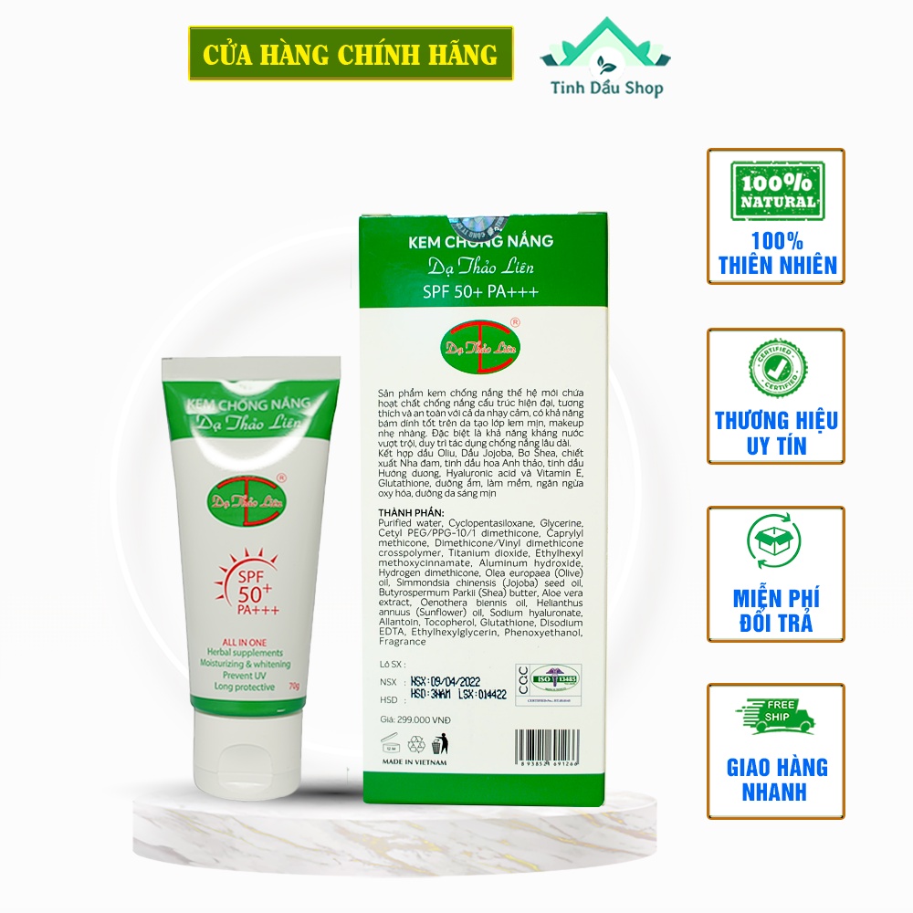 Kem Chống Nắng Dạ Thảo Liên | Trắng Sáng Bật Tông | Chẳng Lo Nắng Hè | Khối Lượng 70G