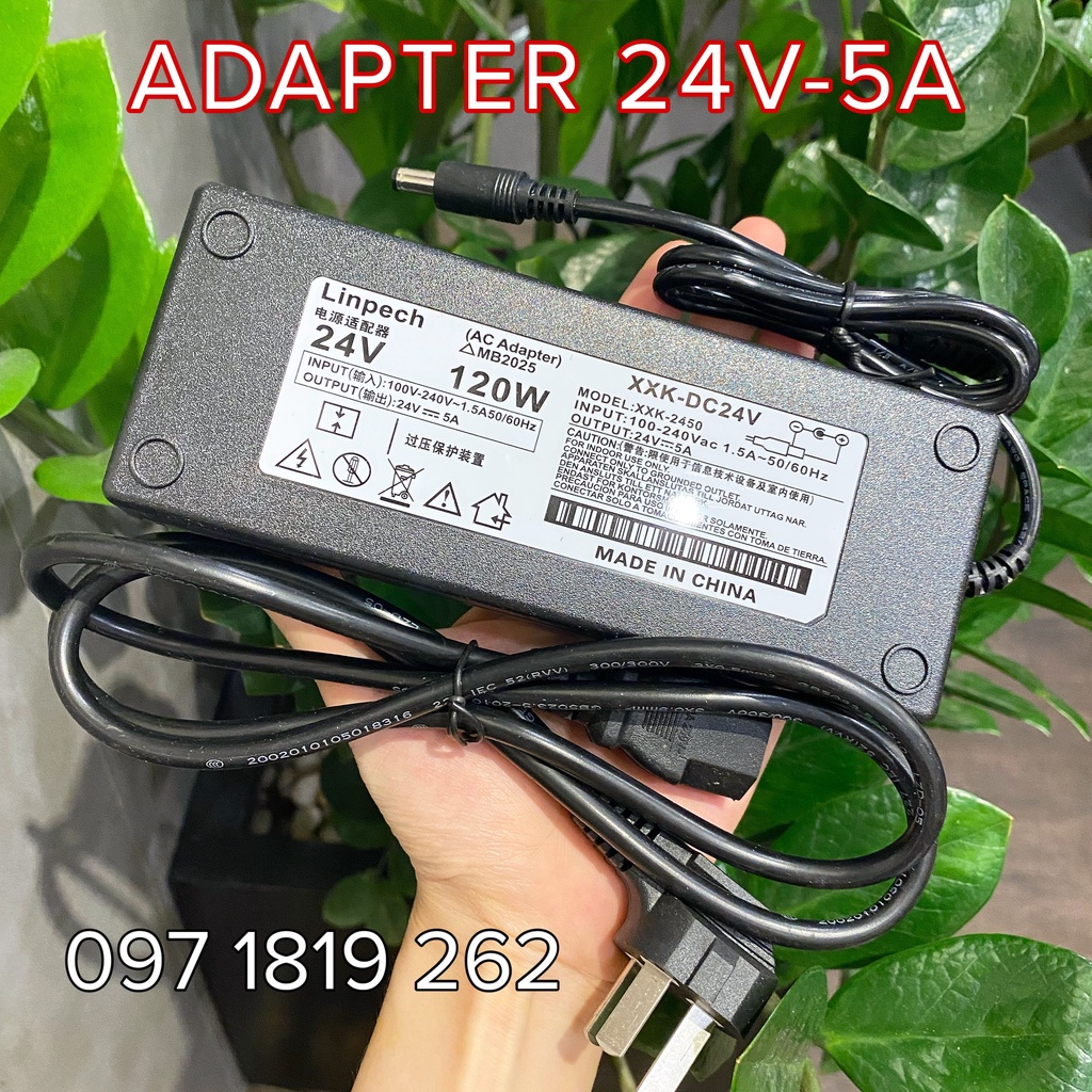 Nguồn adapter 24V 5A cho máy bơm nước, đầu ghi hình camera, switch poe. 24V 5A có đèn báo led