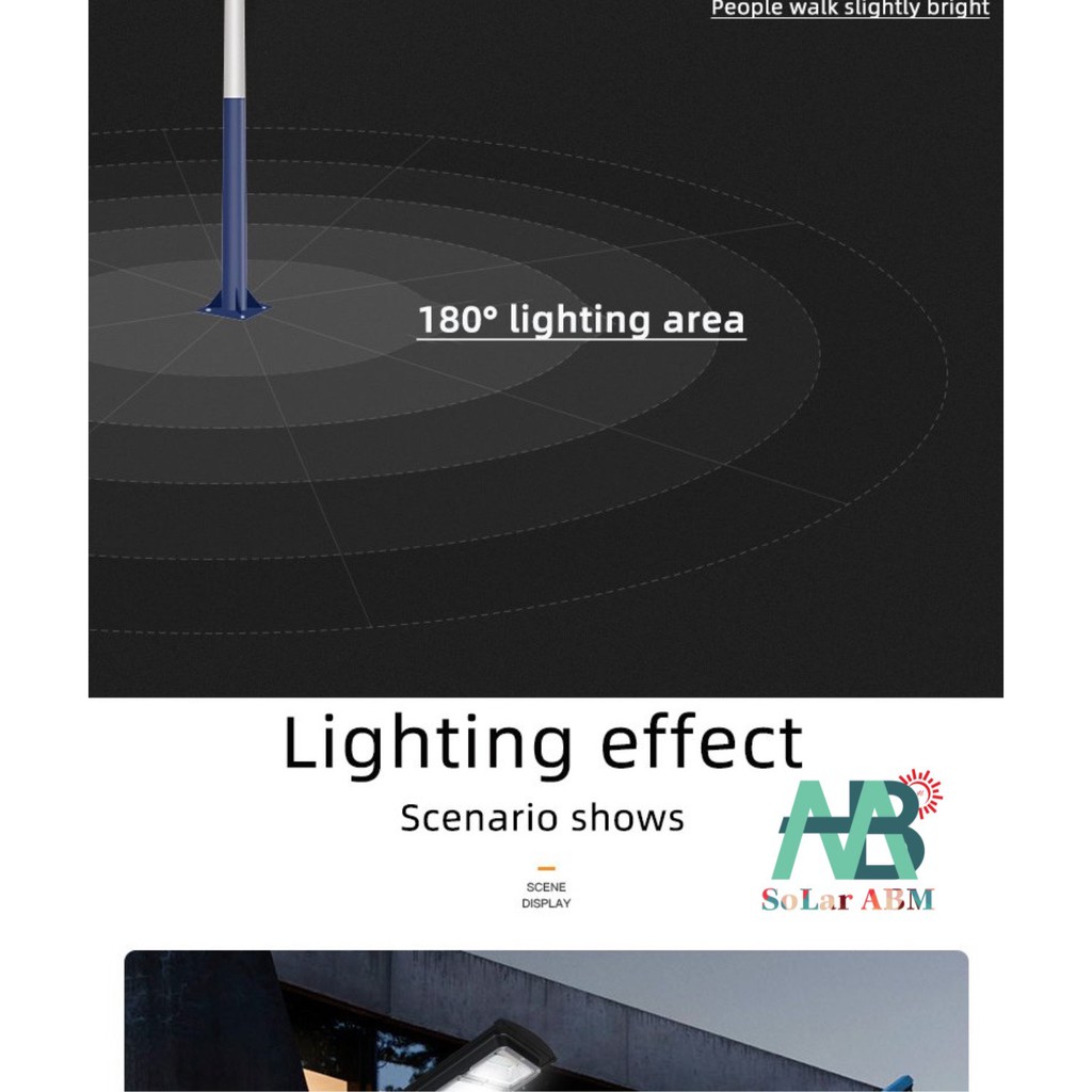 200W Đèn Đường Tấm Pin Liền Thể Năng Lượng Mặt Trời , Cảm Biến Chuyển Động , IP67 Chống Nước , mã : ABM-HX21200A