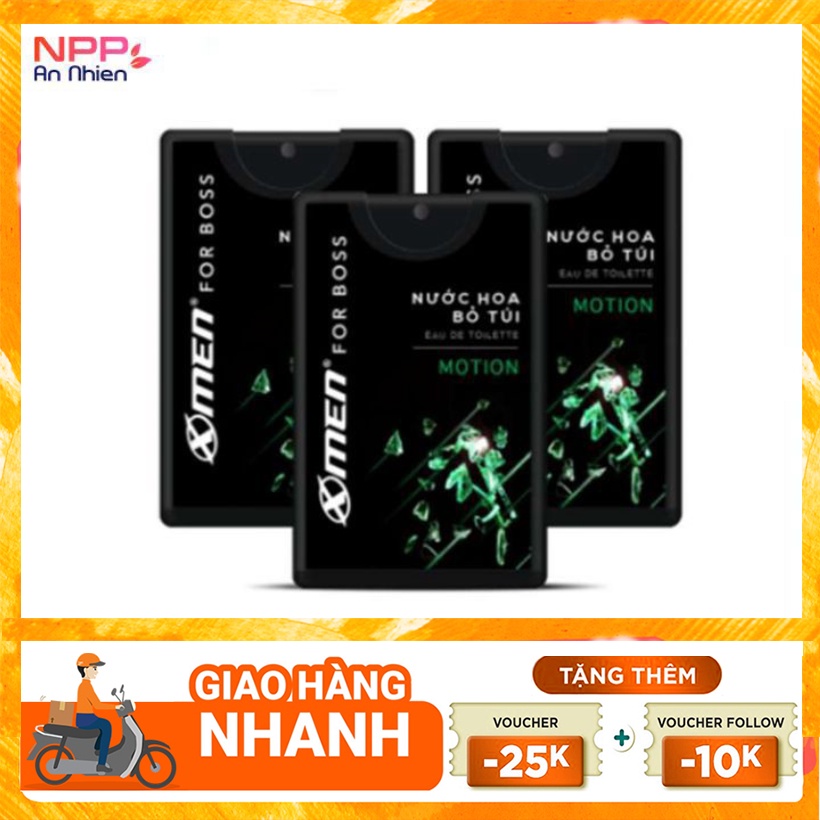 Nhập AFFINS20K [Giảm ngay 20K đơn từ 99K]Bộ 3 Nước hoa bỏ túi Xmen for Boss Motion 18ml/chai - NPP AN NHIÊN TV