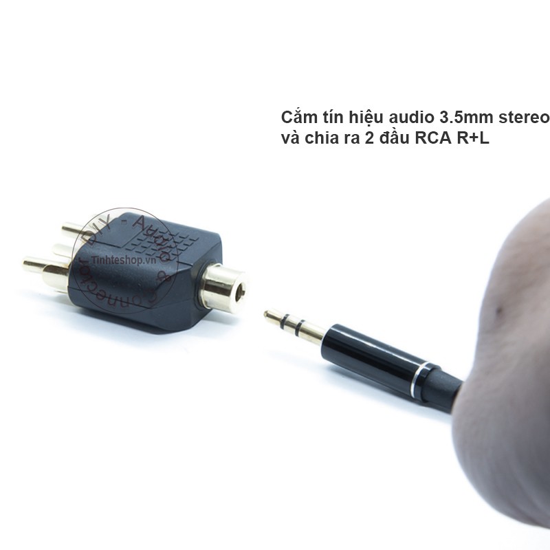 1 chiếc - Đầu đổi audio 3.5mm cái sang 2 jack bông sen AV đực - Rắc cắm chia âm thanh 3.5mm ra 2 AV RCA