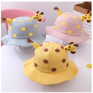 Nón mũ vải vành tròn hình hươu cao cổ ngộ nghĩnh cho bé