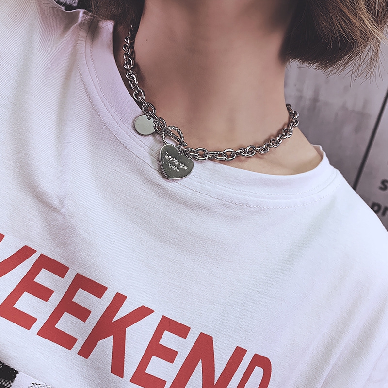 [Mã FASHIONCB231 hoàn tối đa 30K xu đơn 99K] Ins Punk Metal Cold Wind Love Clavicle Chain Necklace