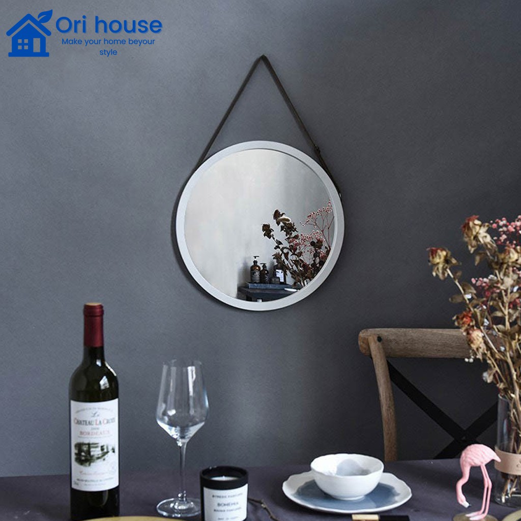 Gương tròn treo tường khung gỗ Hàn Quốc màu Trắng (SIZE 50) - MIRROR CIRCLE