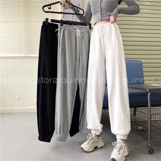 [SẴN] Quần Jogger Nữ Cạp Chun Style Ulzzang, Quần Nỉ Da Cá Dáng Dài Bo Ống