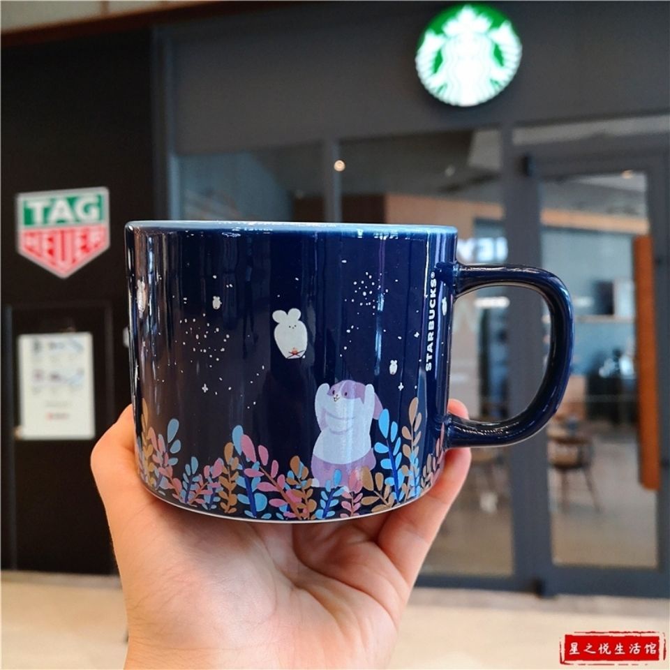 Cốc Sứ Uống Cà Phê Starbucks In Hình Thỏ Mặt Trăng Dễ Thương