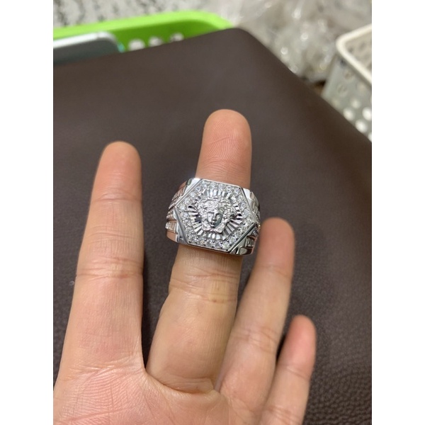 Nhẫn nam nạm đá bạc phủ vàng trắng sắc nét NGỌC MẬU