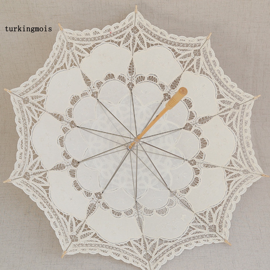 Dù che nắng 2 màu tùy chọn họa tiết ren hoa tinh tế cho chụp ảnh